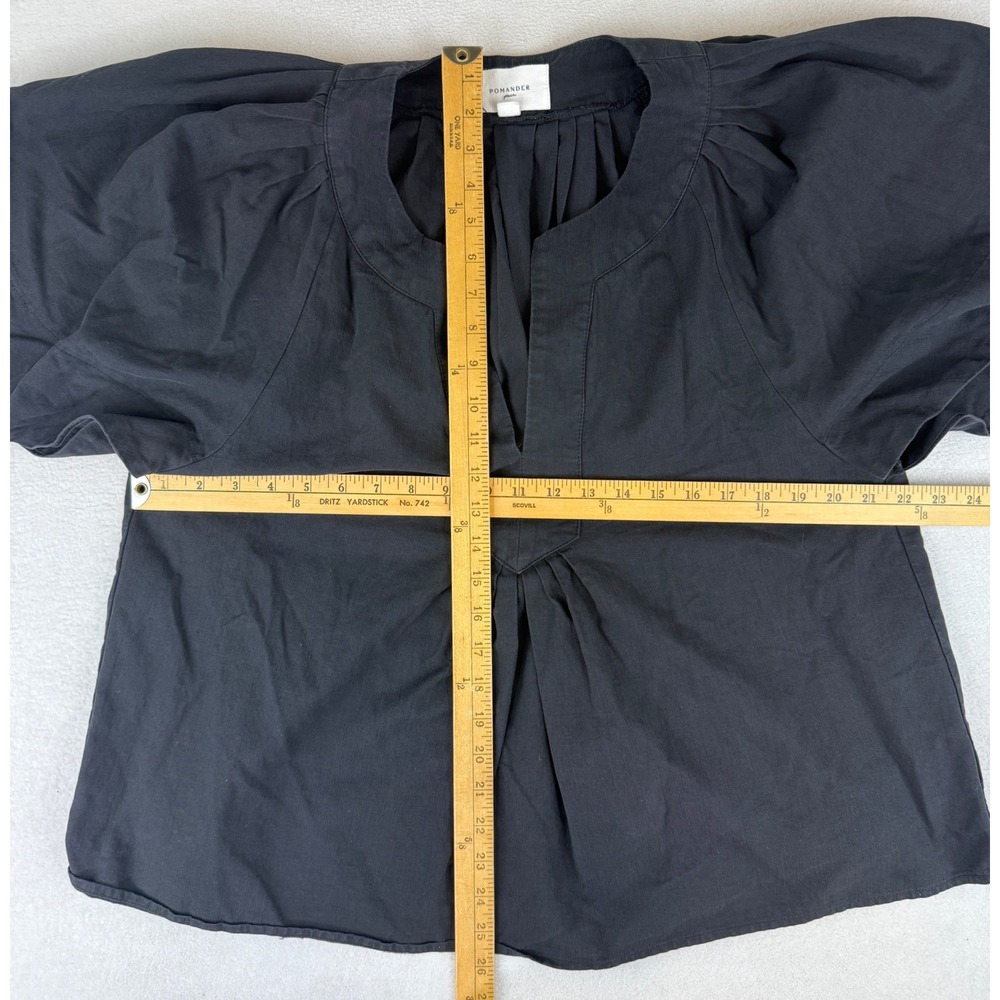 Pomander Place Blouse Womens XL Black V-Neck Flutter Sleeve Cotton Top Y20476T - Picture 4 of 8